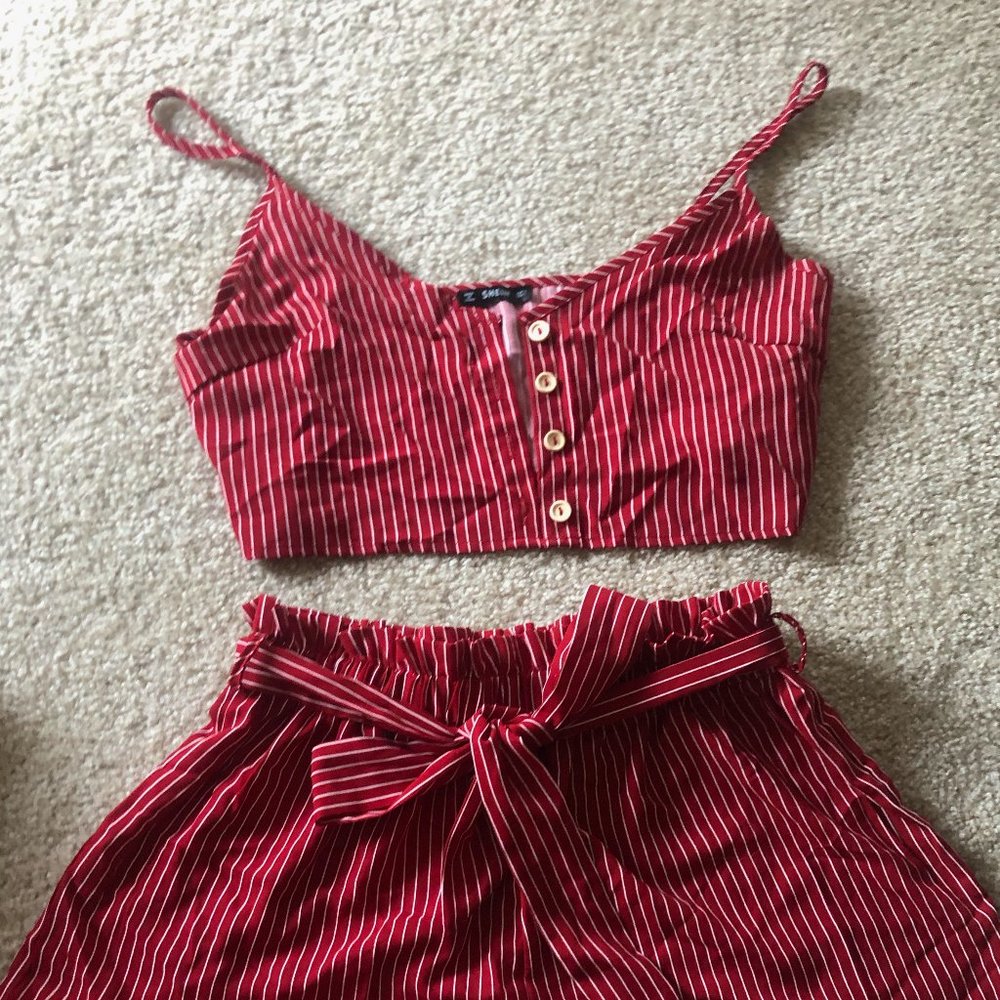 Striped Crop Top and Short Set